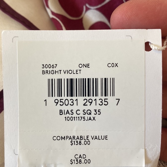 Coach Bias Signature Silk Scarf Square Logo Print Bright Violet - Picture 2 of 4